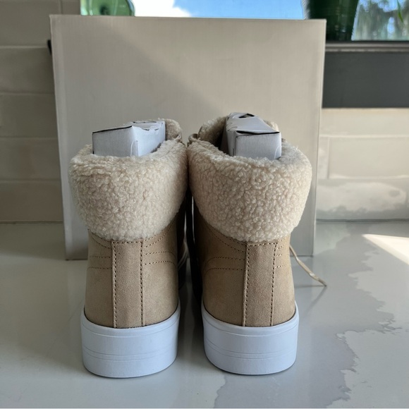 Marc Fisher Dapyr Women’s 8.5 Natural Tan Faux Suede Shearling Hi Top Sneaker - Picture 5 of 13